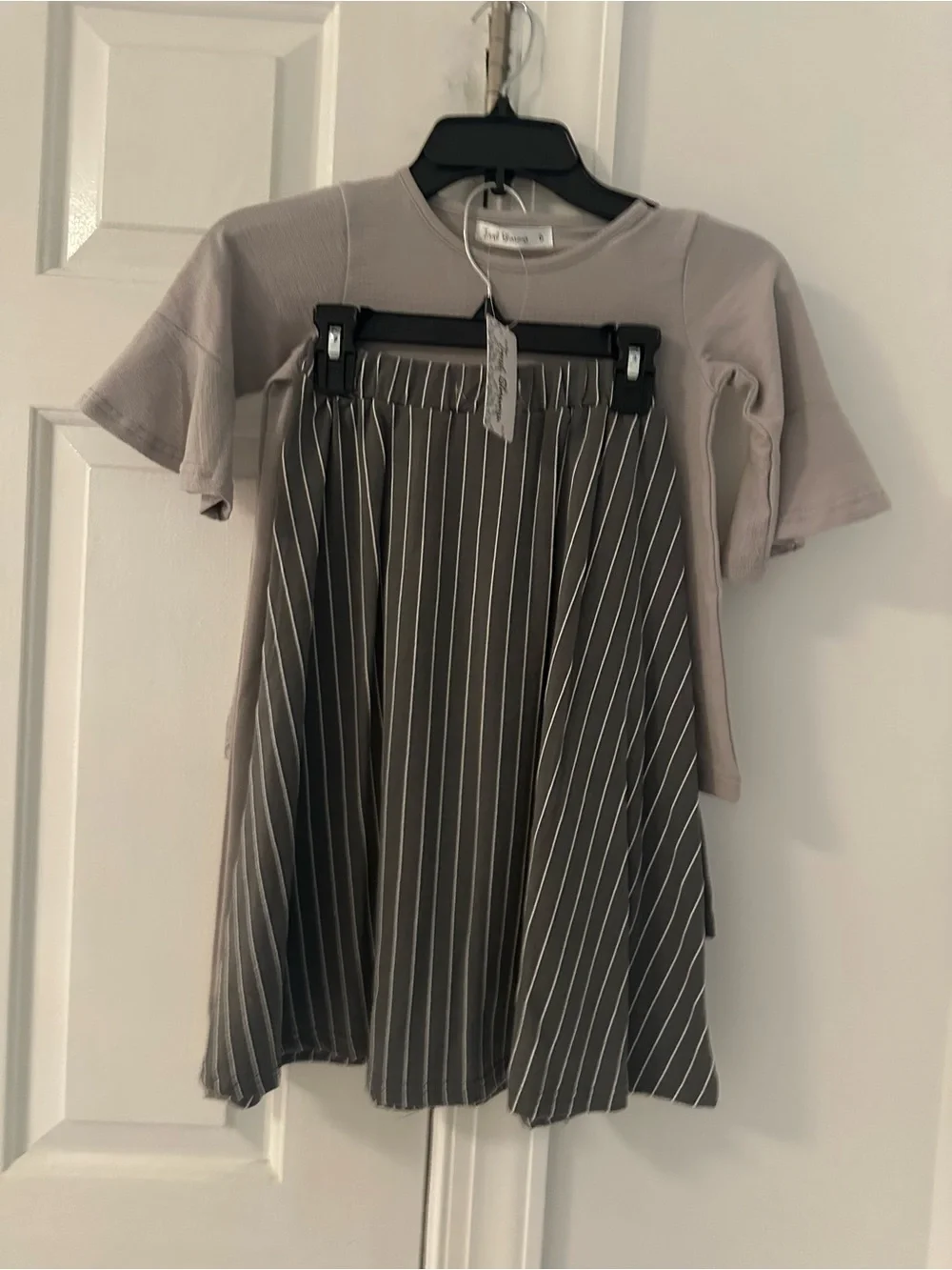 Neutral Gray Girls Two-Piece Casual Set by